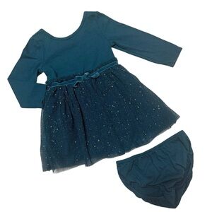 Cat & Jack Christmas Dress Green Sparkly Baby Girl 12 Months